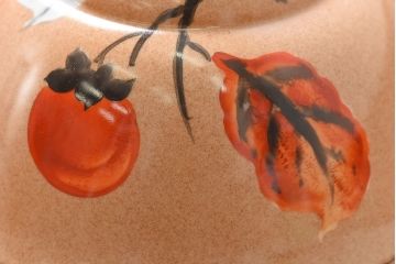 オールドノリタケ(則武、日本陶器)　味わいのある柿の図の電灯笠(シェード、ペンダントライト、吊り下げ照明)