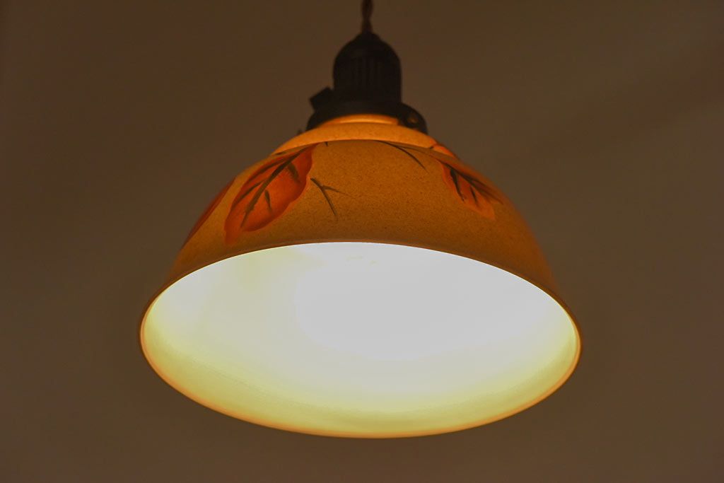 オールドノリタケ(則武、日本陶器)　味わいのある柿の図の電灯笠(シェード、ペンダントライト、吊り下げ照明)(1)