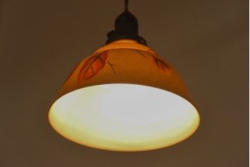 オールドノリタケ(則武、日本陶器)　味わいのある柿の図の電灯笠(シェード、ペンダントライト、吊り下げ照明)(1)