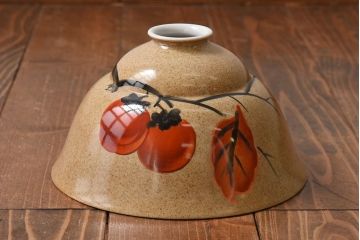 オールドノリタケ(則武、日本陶器)　味わいのある柿の図の電灯笠(シェード、ペンダントライト、吊り下げ照明)(1)