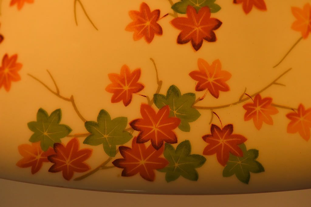 オールドノリタケ(則武、日本陶器)　紅葉が愛らしい電灯笠(シェード、ペンダントライト、吊り下げ照明)