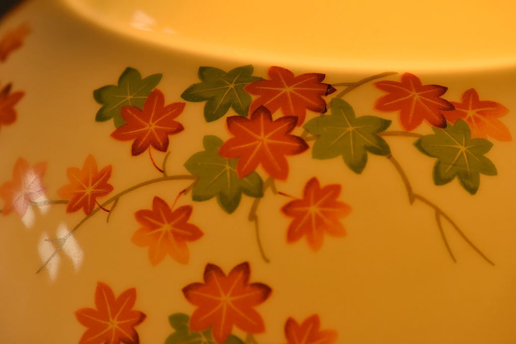 オールドノリタケ(則武、日本陶器)　紅葉が愛らしい電灯笠(シェード、ペンダントライト、吊り下げ照明)