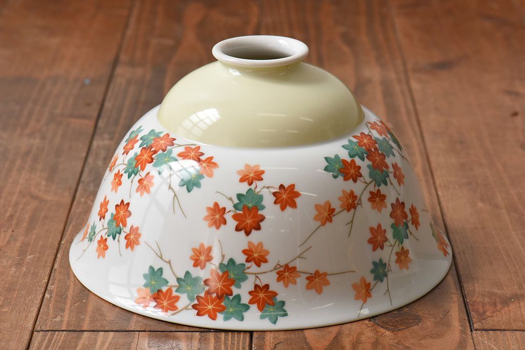 オールドノリタケ(則武、日本陶器)　紅葉が愛らしい電灯笠(シェード、ペンダントライト、吊り下げ照明)