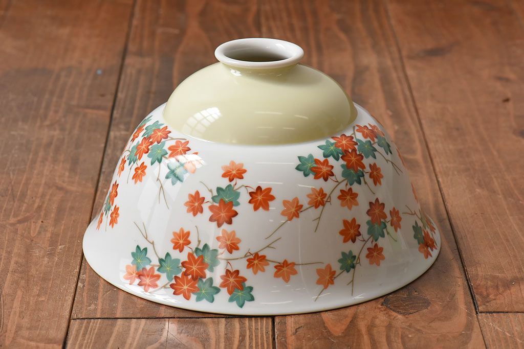 オールドノリタケ(則武、日本陶器)　紅葉が愛らしい電灯笠(シェード、ペンダントライト、吊り下げ照明)