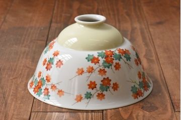 オールドノリタケ(則武、日本陶器)　紅葉が愛らしい電灯笠(シェード、ペンダントライト、吊り下げ照明)