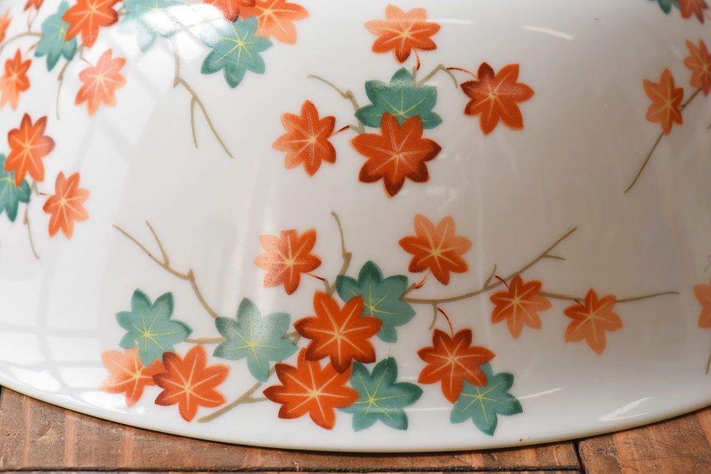 オールドノリタケ(則武、日本陶器)　紅葉が愛らしい電灯笠(シェード、ペンダントライト、吊り下げ照明)