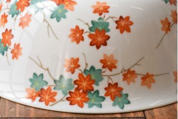 オールドノリタケ(則武、日本陶器)　紅葉が愛らしい電灯笠(シェード、ペンダントライト、吊り下げ照明)