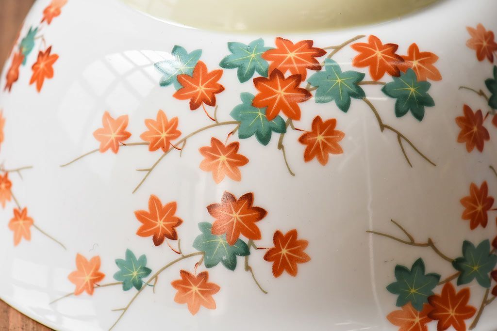 オールドノリタケ(則武、日本陶器)　紅葉が愛らしい電灯笠(シェード、ペンダントライト、吊り下げ照明)