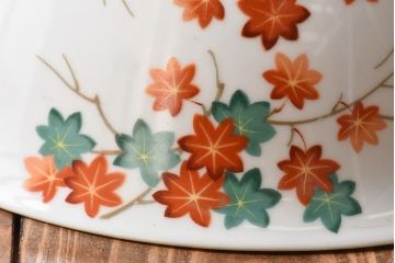 オールドノリタケ(則武、日本陶器)　紅葉が愛らしい電灯笠(シェード、ペンダントライト、吊り下げ照明)