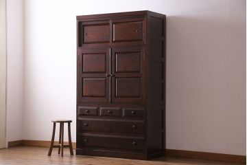中古美品　松本民芸家具　直線的なデザインが美しいD型和タンス(箪笥、チェスト)(定価約54万円)