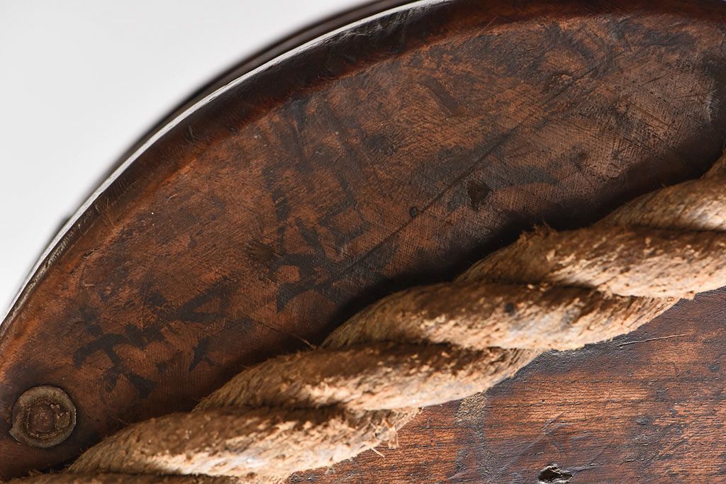 アンティーク雑貨　古民具　古いケヤキ材が味わい深い堅牢な作りの二車式滑車