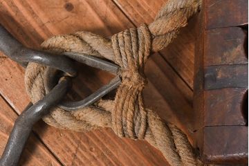 アンティーク雑貨　古民具　古いケヤキ材が味わい深い堅牢な作りの二車式滑車