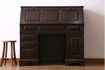 ビンテージ　北海道民芸家具　絶版品!両袖ビューロー(ライティングビューロー、デスク、在宅ワーク、在宅用、簿記机)