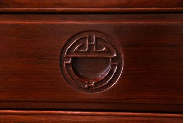 アンティーク家具　唐木　花梨材　赤みがかった色合いが美しいサイドテーブル(チェスト、収納棚、カリン材)