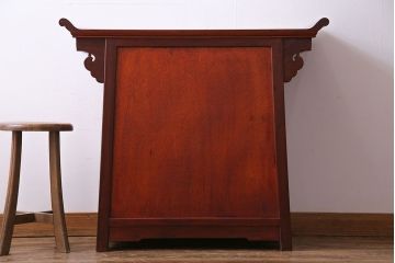 アンティーク家具　唐木　花梨材　赤みがかった色合いが美しいサイドテーブル(チェスト、収納棚、カリン材)