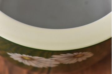 アンティーク雑貨　オールドノリタケ・則武(日陶) 緑地　白菊文様　小振りな壱型火鉢(手あぶり、鉢カバー)
