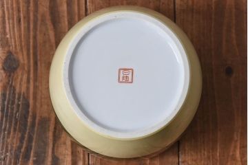 アンティーク雑貨　オールドノリタケ・則武(日陶) 緑地　白菊文様　小振りな壱型火鉢(手あぶり、鉢カバー)