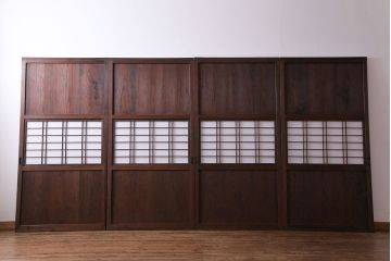 昭和初期　美品　杉材　味わい深い風合いが魅力の障子戸(引き戸、建具)4枚セット(1)