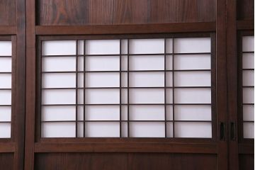 昭和初期　美品　杉材　味わい深い風合いが魅力の障子戸(引き戸、建具)4枚セット(1)
