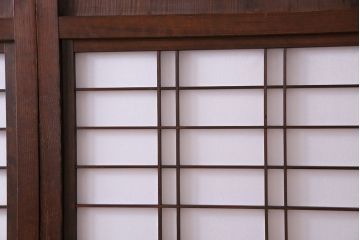 昭和初期　美品　杉材　味わい深い風合いが魅力の障子戸(引き戸、建具)4枚セット(1)