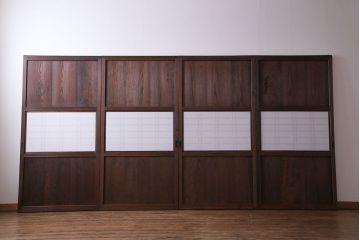 昭和初期　美品　杉材　味わい深い風合いが魅力の障子戸(引き戸、建具)4枚セット(1)