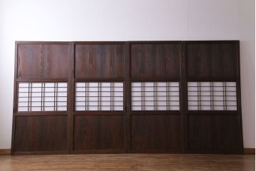 昭和初期　美品　杉材　味わい深い風合いが魅力の障子戸(引き戸、建具)4枚セット(2)