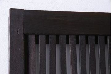 和製アンティーク　裏ガラス入り　和モダンな総ケヤキの格子戸(引き戸、建具)2枚セット