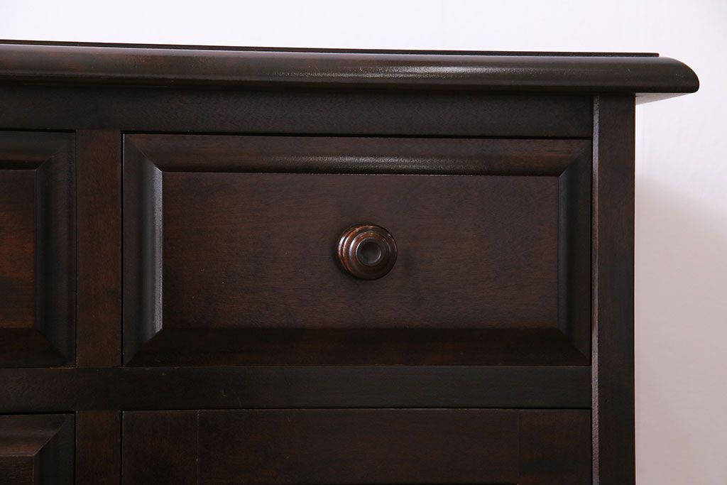 中古　北海道民芸　落ち着きのある色味が魅力のシンプルなサイドチェスト(リビングボード、ローチェスト)