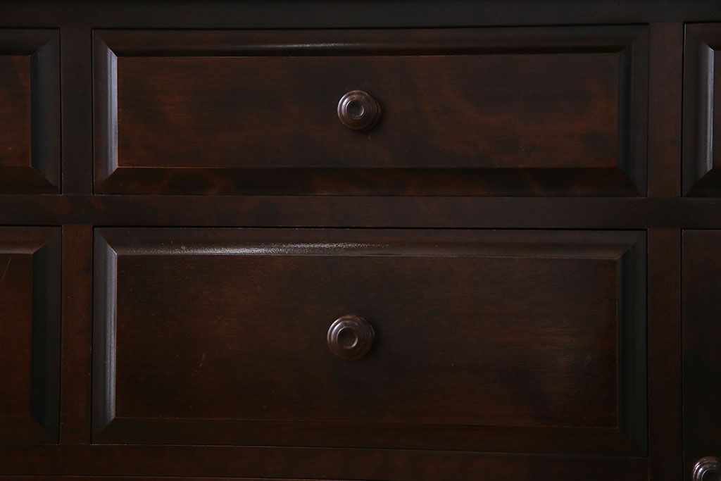 中古　北海道民芸　落ち着きのある色味が魅力のシンプルなサイドチェスト(リビングボード、ローチェスト)