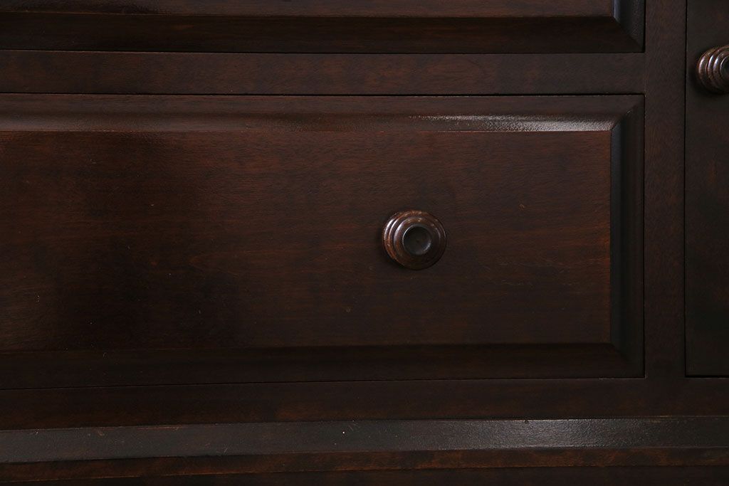 中古　北海道民芸　落ち着きのある色味が魅力のシンプルなサイドチェスト(リビングボード、ローチェスト)