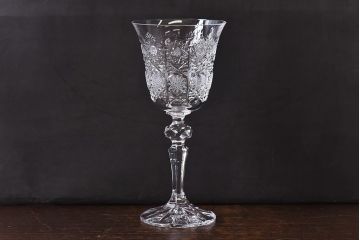 アンティーク雑貨　カットグラスが優美にきらめくワイングラス(酒器)2個セット