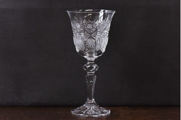 アンティーク雑貨　カットグラスが優美にきらめくワイングラス(酒器)2個セット