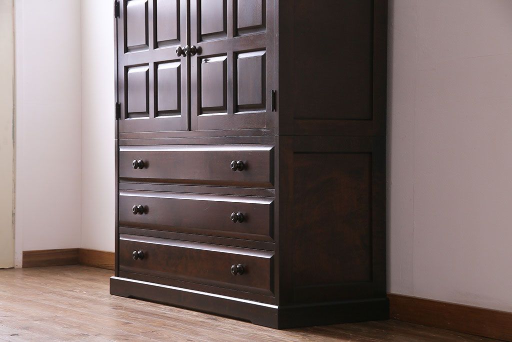 中古　北海道民芸家具　衣装盆付き3段重ねチェスト(衣装箪笥・整理タンス・着物箪笥)(定価約90万円)