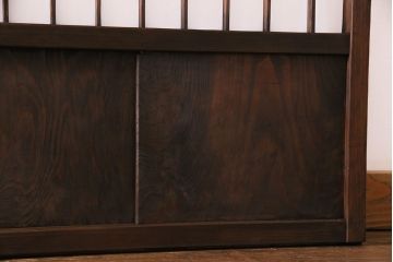 和製アンティーク　細い縦格子が美しいガラス入りの障子戸(仕切り戸、格子戸、引き戸、建具)4枚組(1)