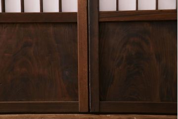 和製アンティーク　細い縦格子が美しいガラス入りの障子戸(仕切り戸、格子戸、引き戸、建具)4枚組(2)