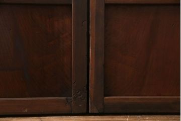 和製アンティーク　細い桟が美しい裏障子付き格子戸(建具、引き戸、ガラス帯戸)2枚組