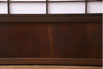 和製アンティーク　細い桟が美しい裏障子付き格子戸(建具、引き戸、ガラス帯戸)2枚組