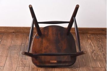 中古　松本民芸家具　シンプルで座り心地の良いNC型チェア(ダイニングチェア、椅子、板座チェア)(定価約8万円)(1)