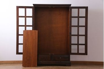 中古　美品　北海道民芸家具　収納力抜群のシックなブックケース(本箱、収納棚、戸棚)(定価41万円)