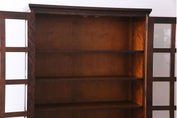 中古　美品　北海道民芸家具　収納力抜群のシックなブックケース(本箱、収納棚、戸棚)(定価41万円)