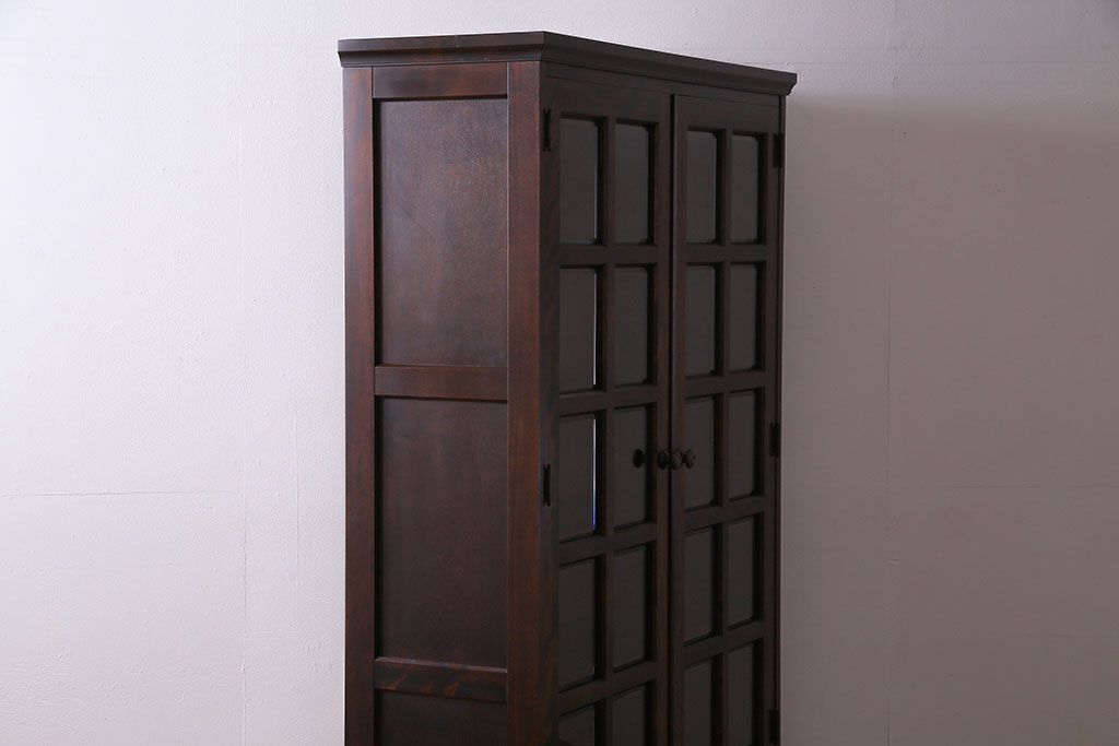 中古　美品　北海道民芸家具　収納力抜群のシックなブックケース(本箱、収納棚、戸棚)(定価41万円)