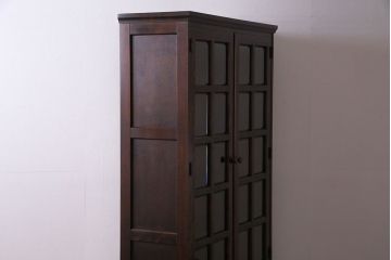 中古　美品　北海道民芸家具　収納力抜群のシックなブックケース(本箱、収納棚、戸棚)(定価41万円)