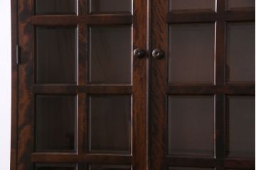 中古　美品　北海道民芸家具　収納力抜群のシックなブックケース(本箱、収納棚、戸棚)(定価41万円)