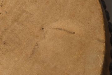 アンティーク雑貨　時代物　欅刳り貫き胴　明治大正期の和太鼓(1尺6寸)