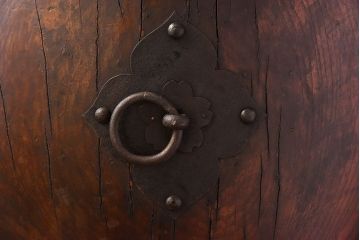 アンティーク雑貨　時代物　欅刳り貫き胴　明治大正期の和太鼓(1尺6寸)
