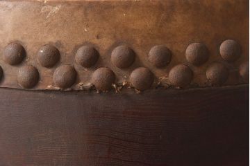 アンティーク雑貨　時代物　欅刳り貫き胴　明治大正期の和太鼓(1尺6寸)