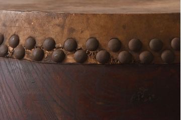 アンティーク雑貨　時代物　欅刳り貫き胴　明治大正期の和太鼓(1尺6寸)