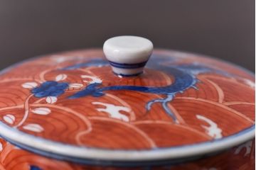 アンティーク雑貨　有田焼　館林源右衛門　赤絵茶器揃　共箱
