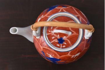 アンティーク雑貨　有田焼　館林源右衛門　赤絵茶器揃　共箱