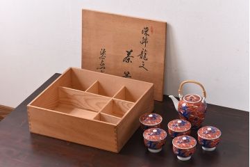 有田焼　館林源右衛門　赤絵茶器揃　共箱